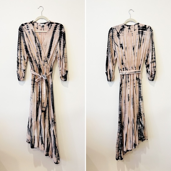 Young Fabulous and Broke Jillian Tie Dye Dress Balloon Sleeves Faux Wrap Small - Picture 2 of 5